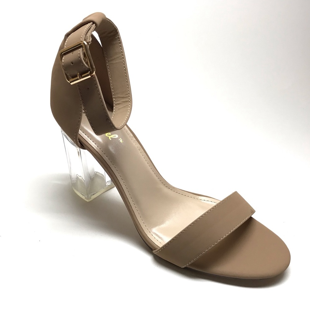Natural Acrylic Clear Block Heel Sandal